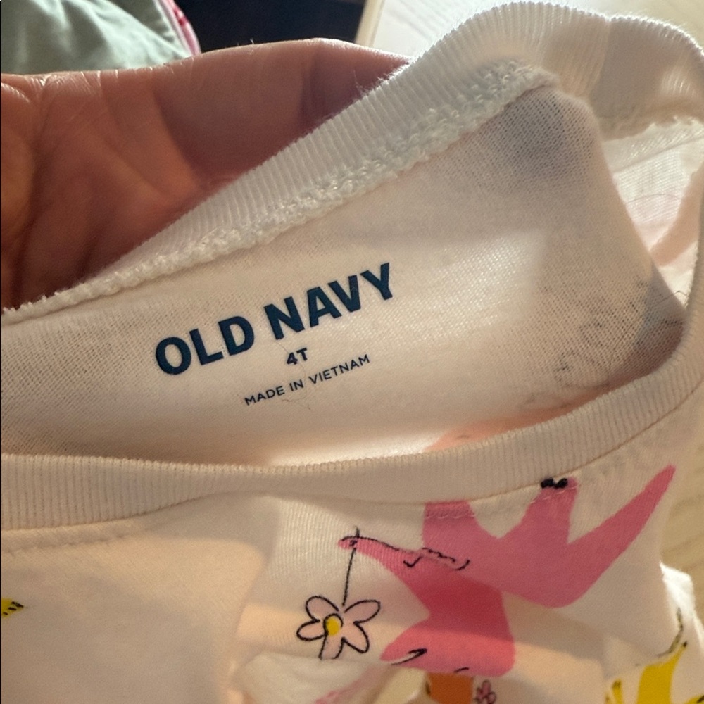 Old Navy White Long-Sleeve Tee with Pink, Yellow, Orange Dinosaur Print 💜 - Picture 2 of 4